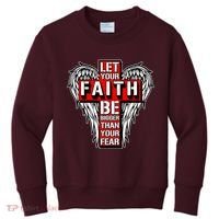 Let Your Faith Be Bigger Than Your Fear Winged Cross Kids Sweatshirt thumb 0