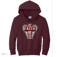 Let Your Faith Be Bigger Than Your Fear Winged Cross Kids Hoodie thumb 0