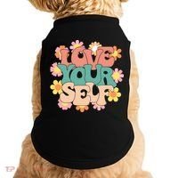 Love Yourself Floral Positive Quote Doggie Tank thumb 0