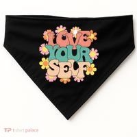Love Yourself Floral Positive Quote USA-Made Doggie Bandana thumb 0