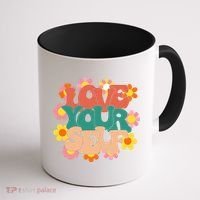 Love Yourself Floral Positive Quote Coffee Mug thumb 1