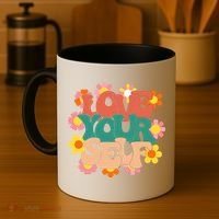 Love Yourself Floral Positive Quote Coffee Mug thumb 4