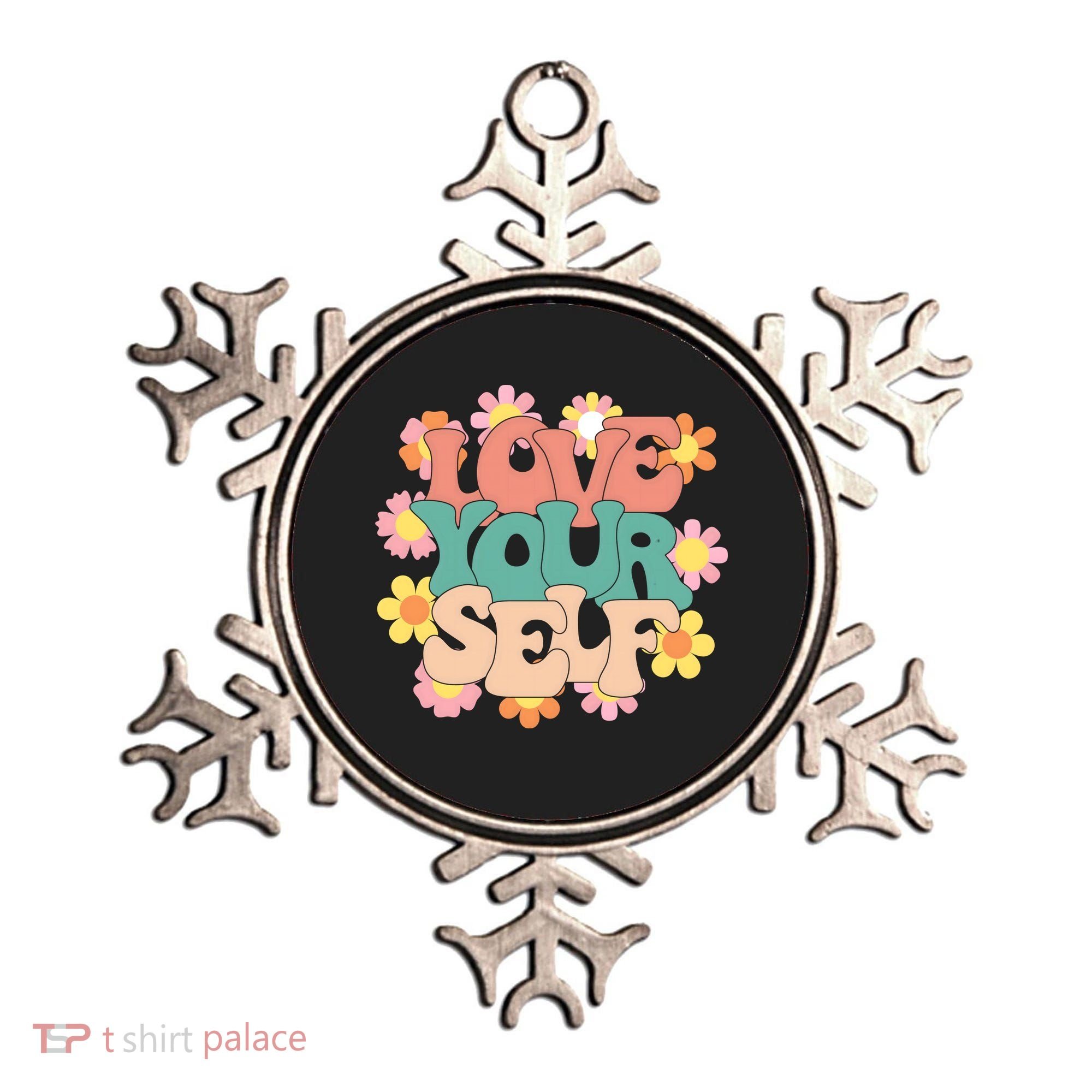 Love Yourself Floral Positive Quote Ornament