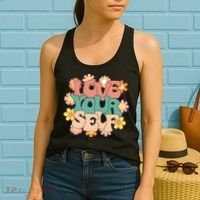 Love Yourself Floral Positive Quote Women's Tank Top thumb 2