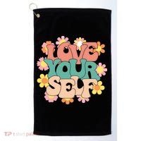 Love Yourself Floral Positive Quote Golf Towel thumb 0