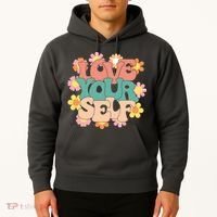 Love Yourself Floral Positive Quote Hoodie thumb 2