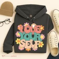 Love Yourself Floral Positive Quote Hoodie thumb 4