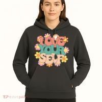 Love Yourself Floral Positive Quote Hoodie thumb 5