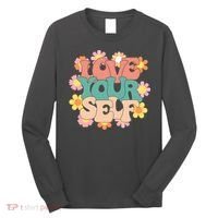 Love Yourself Floral Positive Quote Long Sleeve Shirt thumb 0