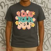 Love Yourself Floral Positive Quote T-Shirt thumb 3