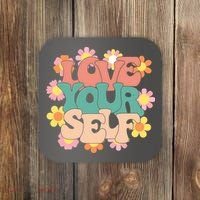 Love Yourself Floral Positive Quote Coaster thumb 0