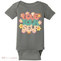 Love Yourself Floral Positive Quote Baby Bodysuit thumb 0