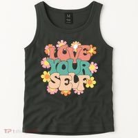 Love Yourself Floral Positive Quote Tank Top thumb 2