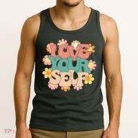 Love Yourself Floral Positive Quote Tank Top thumb 3