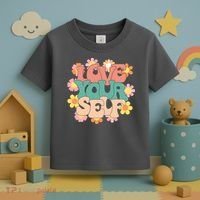 Love Yourself Floral Positive Quote Toddler T-Shirt thumb 3