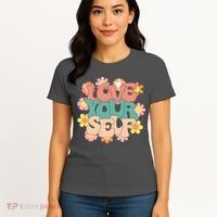 Love Yourself Floral Positive Quote Women's T-Shirt thumb 4