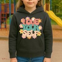 Love Yourself Floral Positive Quote Kids Hoodie thumb 3