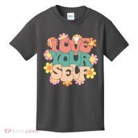 Love Yourself Floral Positive Quote Kids T-Shirt thumb 0