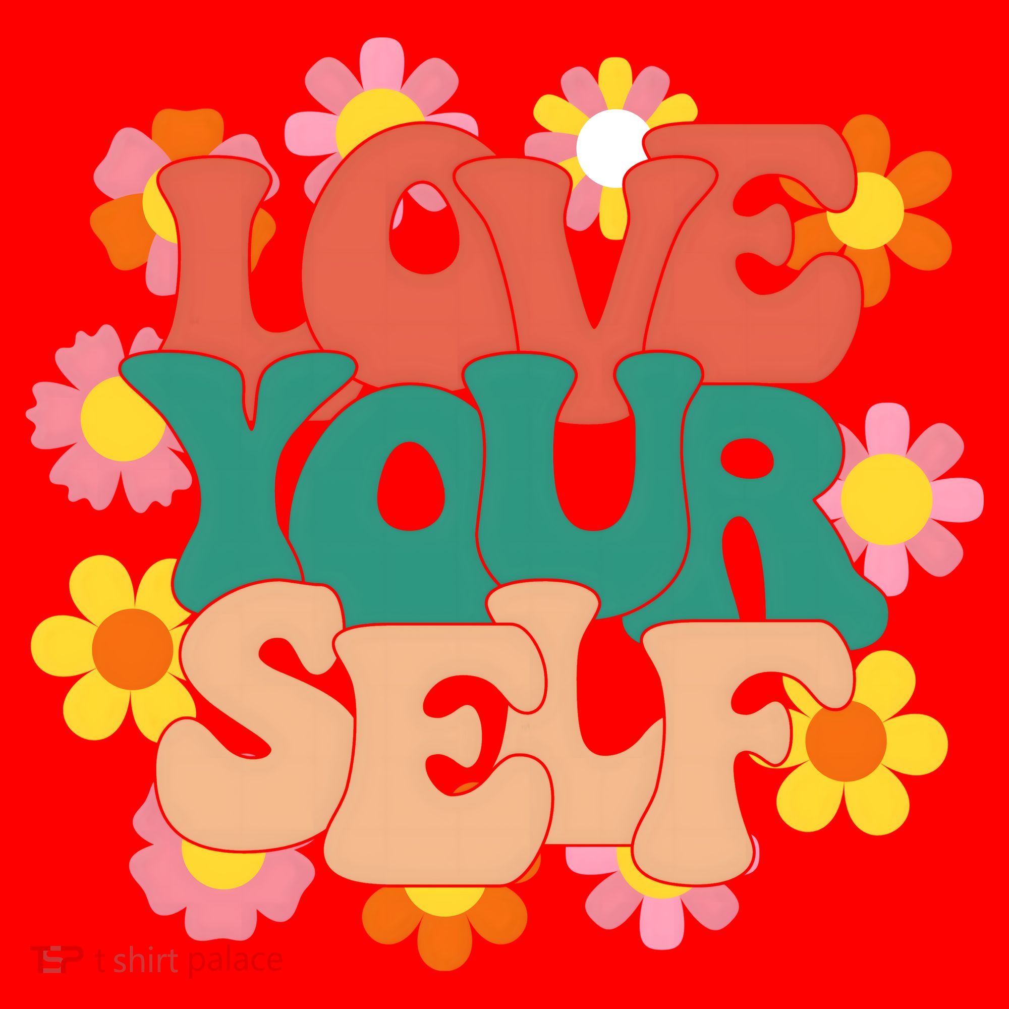 Love Yourself Floral Positive Quote Santa Hat