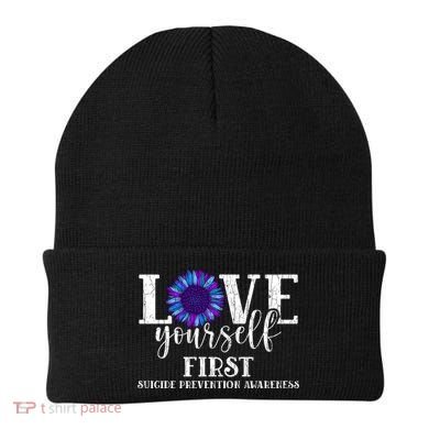 Love Yourself First Suicide Prevention Awareness Graphic Funny Gift Beanie