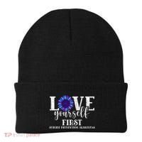 Love Yourself First Suicide Prevention Awareness Graphic Funny Gift Beanie thumb 0