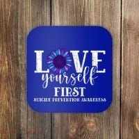 Love Yourself First Suicide Prevention Awareness Graphic Funny Gift Coaster thumb 0