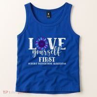 Love Yourself First Suicide Prevention Awareness Graphic Funny Gift Tank Top thumb 2