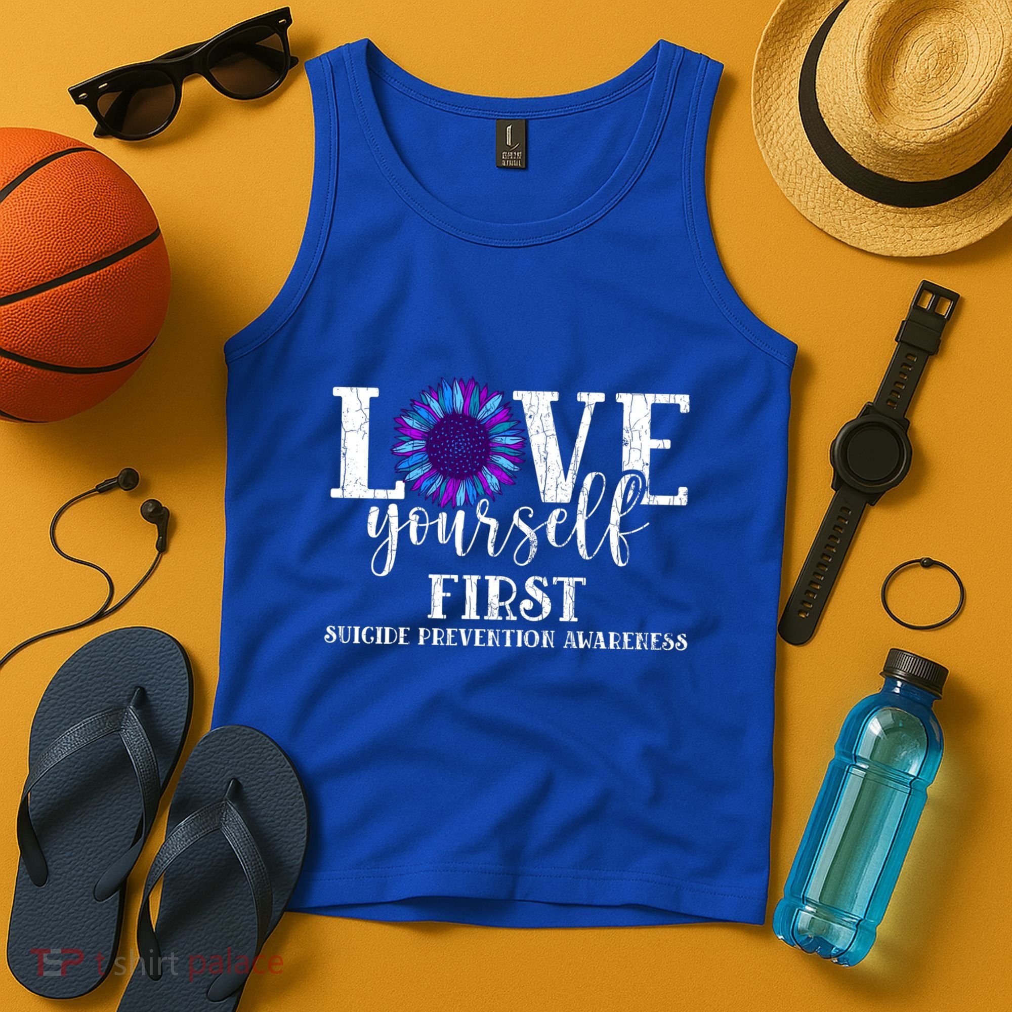 Love Yourself First Suicide Prevention Awareness Graphic Funny Gift Tank Top