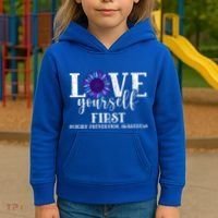 Love Yourself First Suicide Prevention Awareness Graphic Funny Gift Kids Hoodie thumb 3