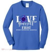 Love Yourself First Suicide Prevention Awareness Graphic Funny Gift Kids Long Sleeve Shirt thumb 0