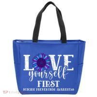 Love Yourself First Suicide Prevention Awareness Graphic Funny Gift Tote Bag thumb 0