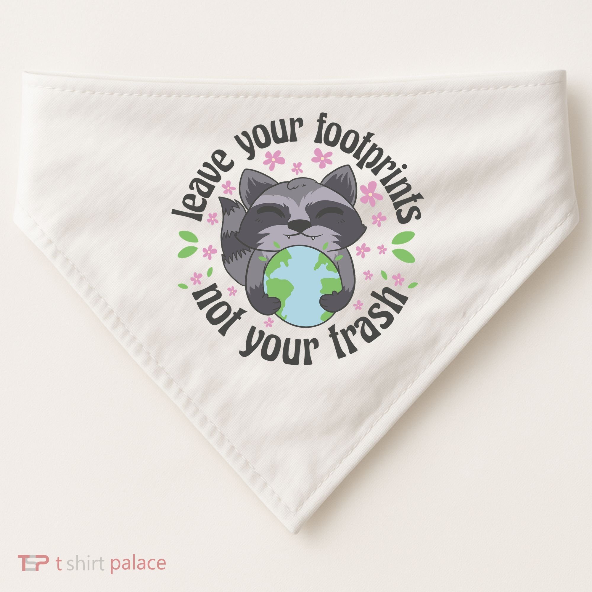 Leave Your Footprints Not Your Trash Earth Day USA-Made Doggie Bandana