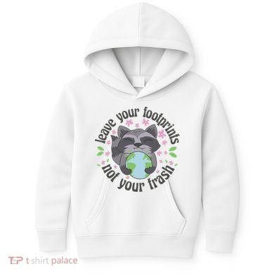 Leave Your Footprints Not Your Trash Earth Day Kids Hoodie