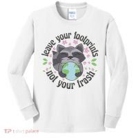 Leave Your Footprints Not Your Trash Earth Day Kids Long Sleeve Shirt thumb 0