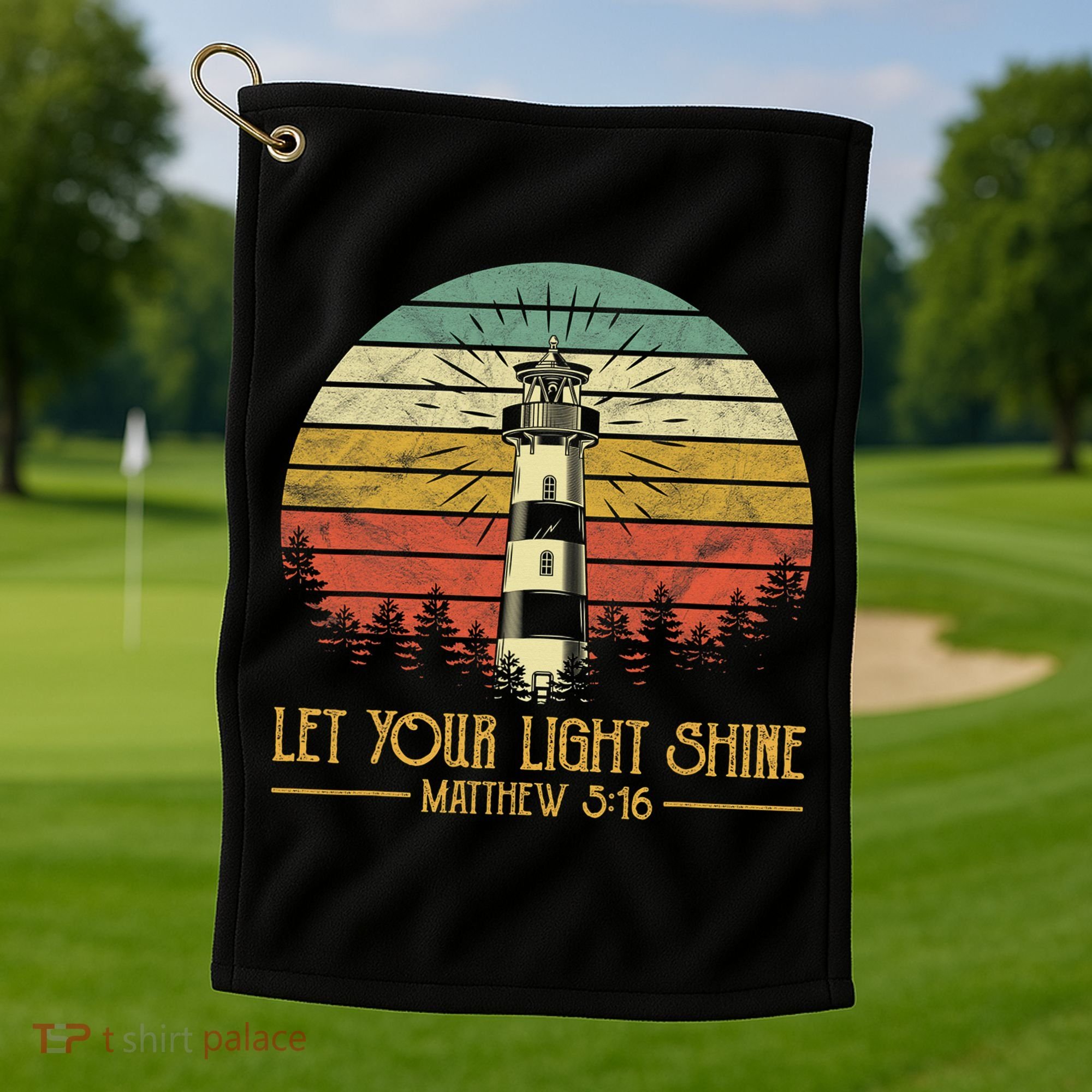 Let Your Light Shine Lighthouse Christian  Golf Towel