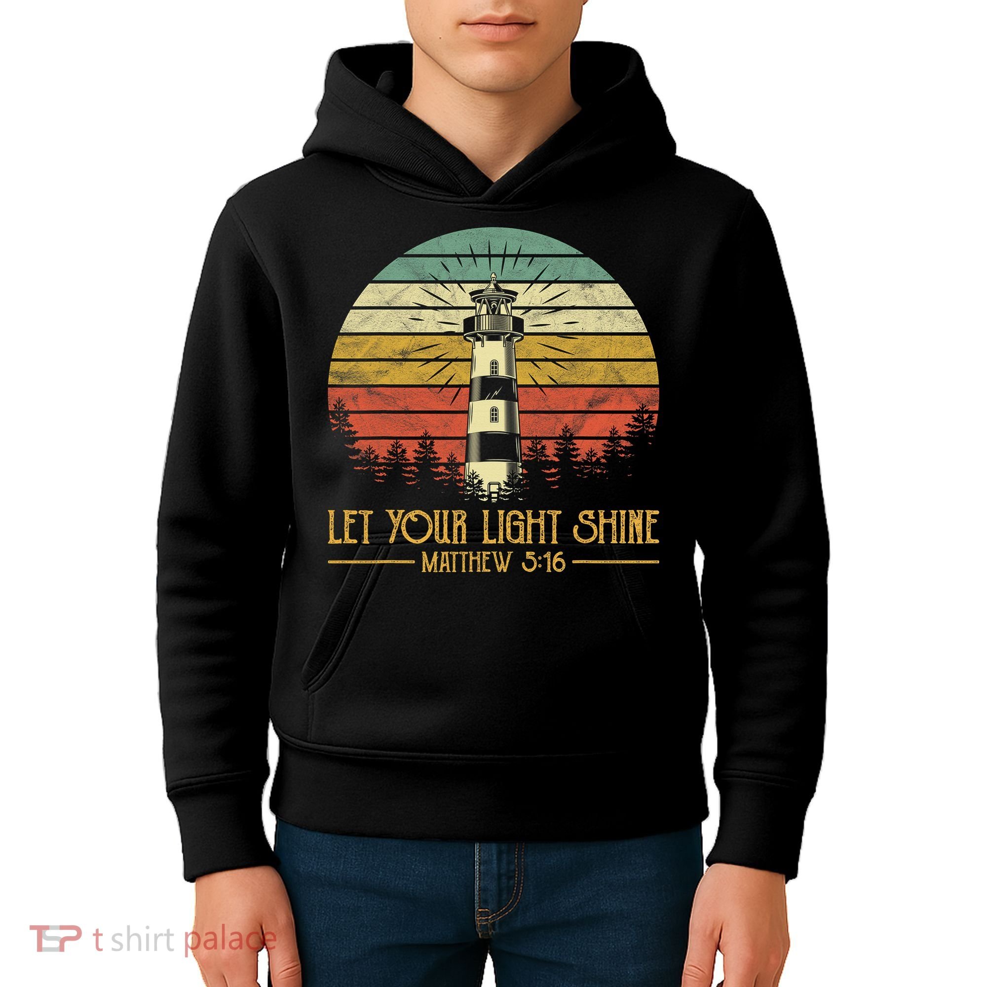 Let Your Light Shine Lighthouse Christian  Kids Hoodie