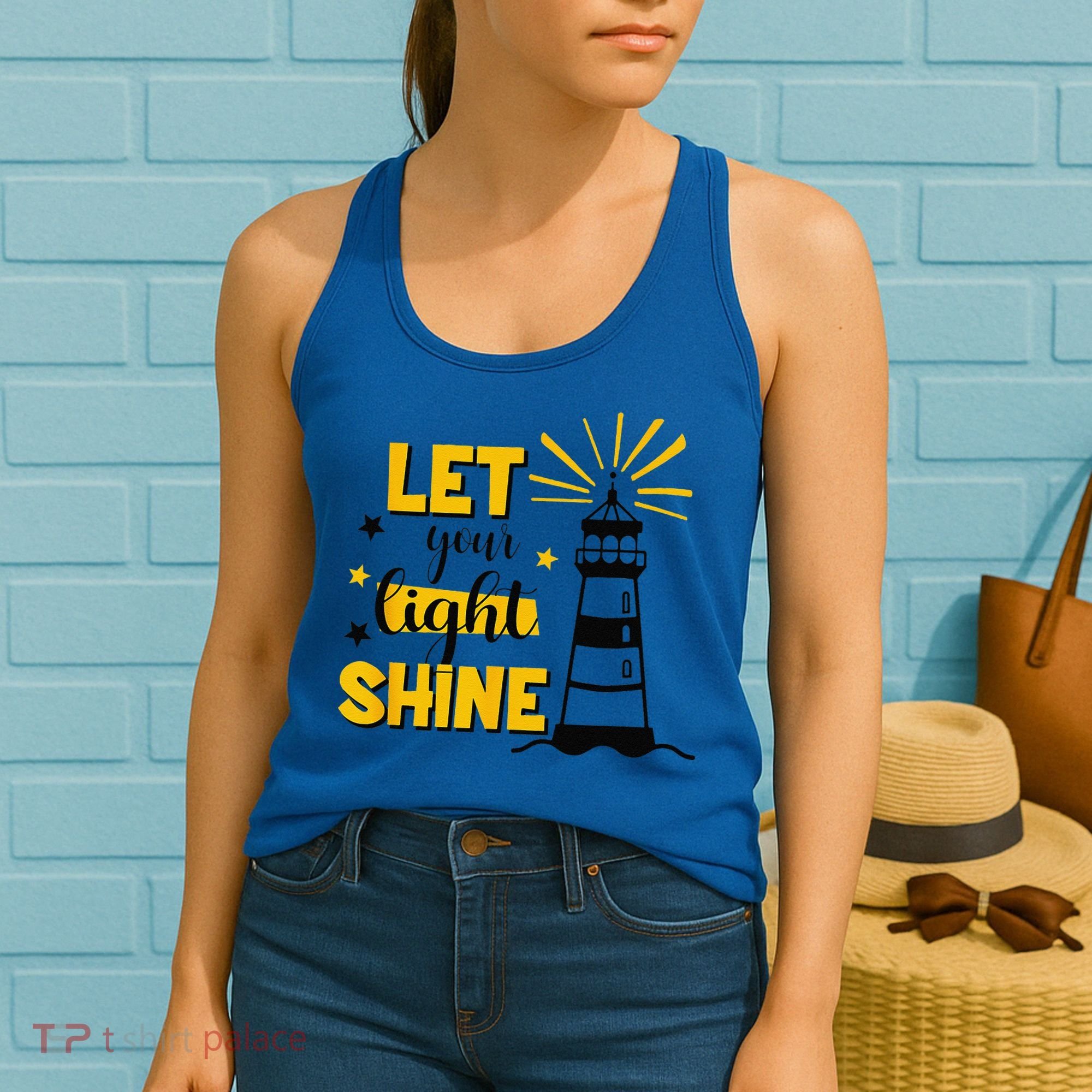 Let Your Light Shine Christian Faith Jesus God Lighthouse Women's Tank Top