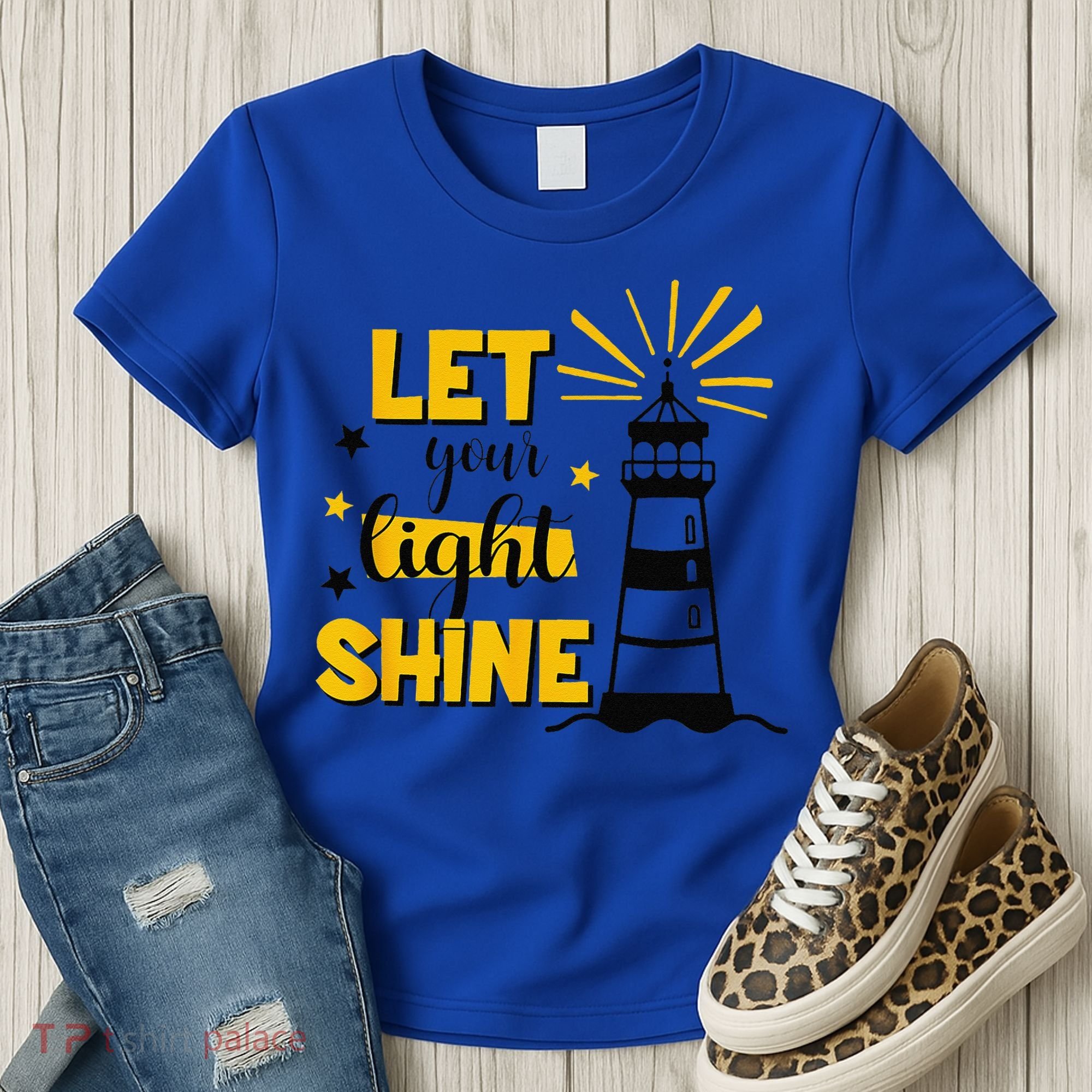 Let Your Light Shine Christian Faith Jesus God Lighthouse Women's T-Shirt