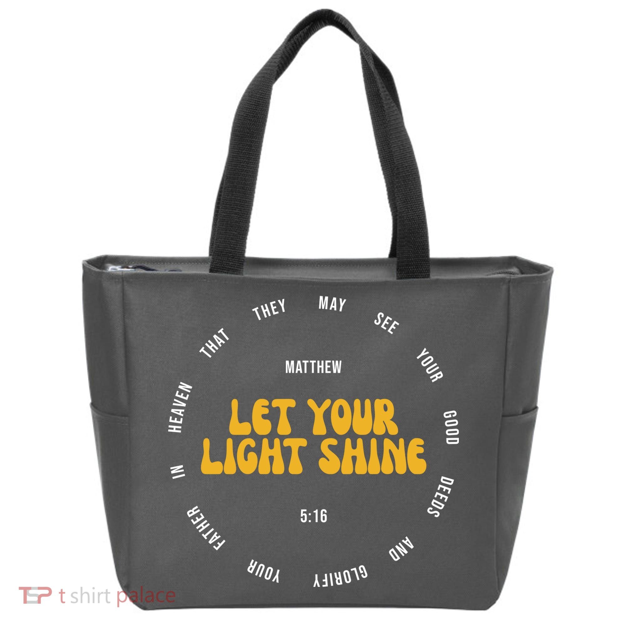 Let You Light Shine Matthew 5:16 Positive Bible Verse Tote Bag