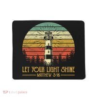 Let Your Light Shine Christian Believer Religious Lighthouse Mousepad thumb 0