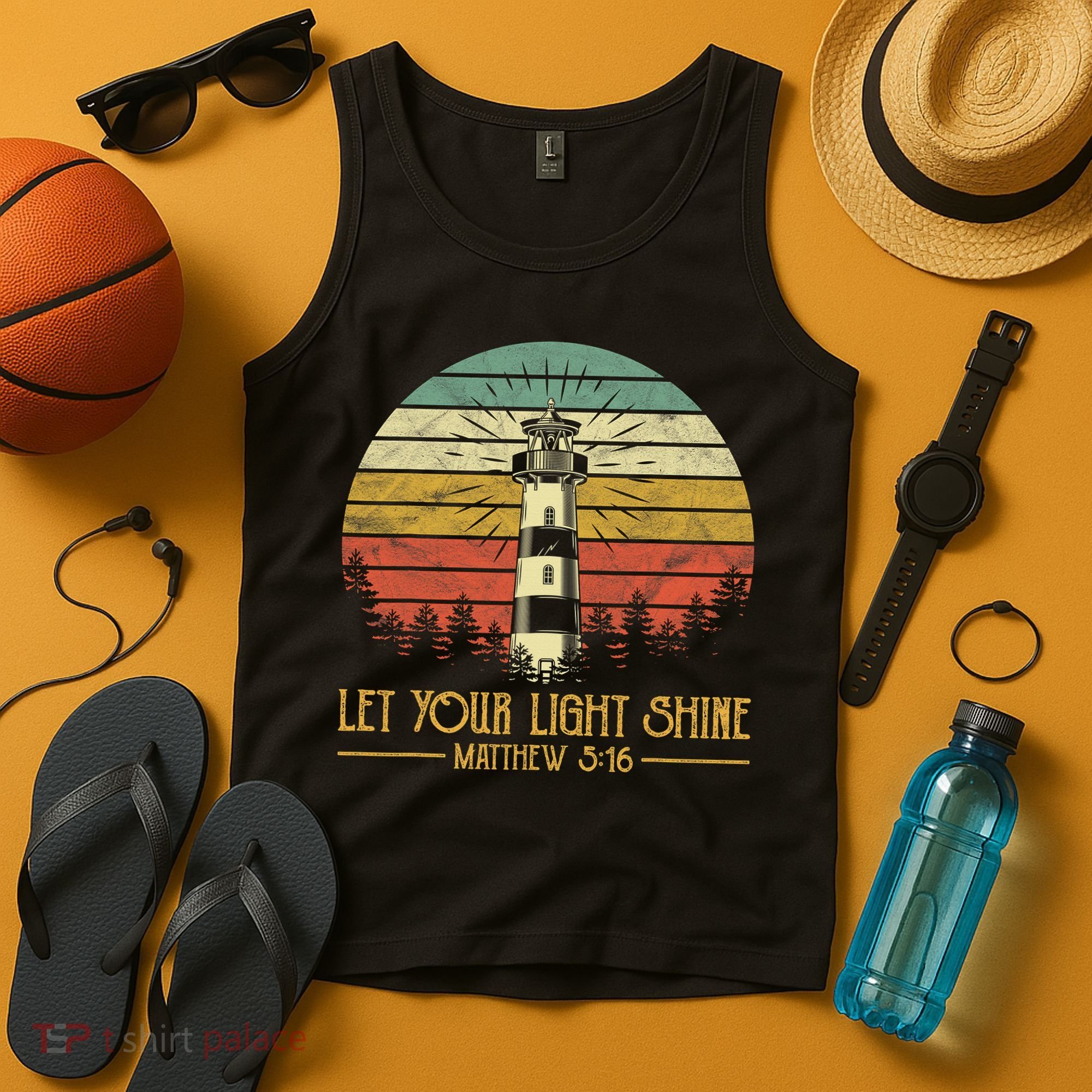 Let Your Light Shine Christian Believer Religious Lighthouse Tank Top