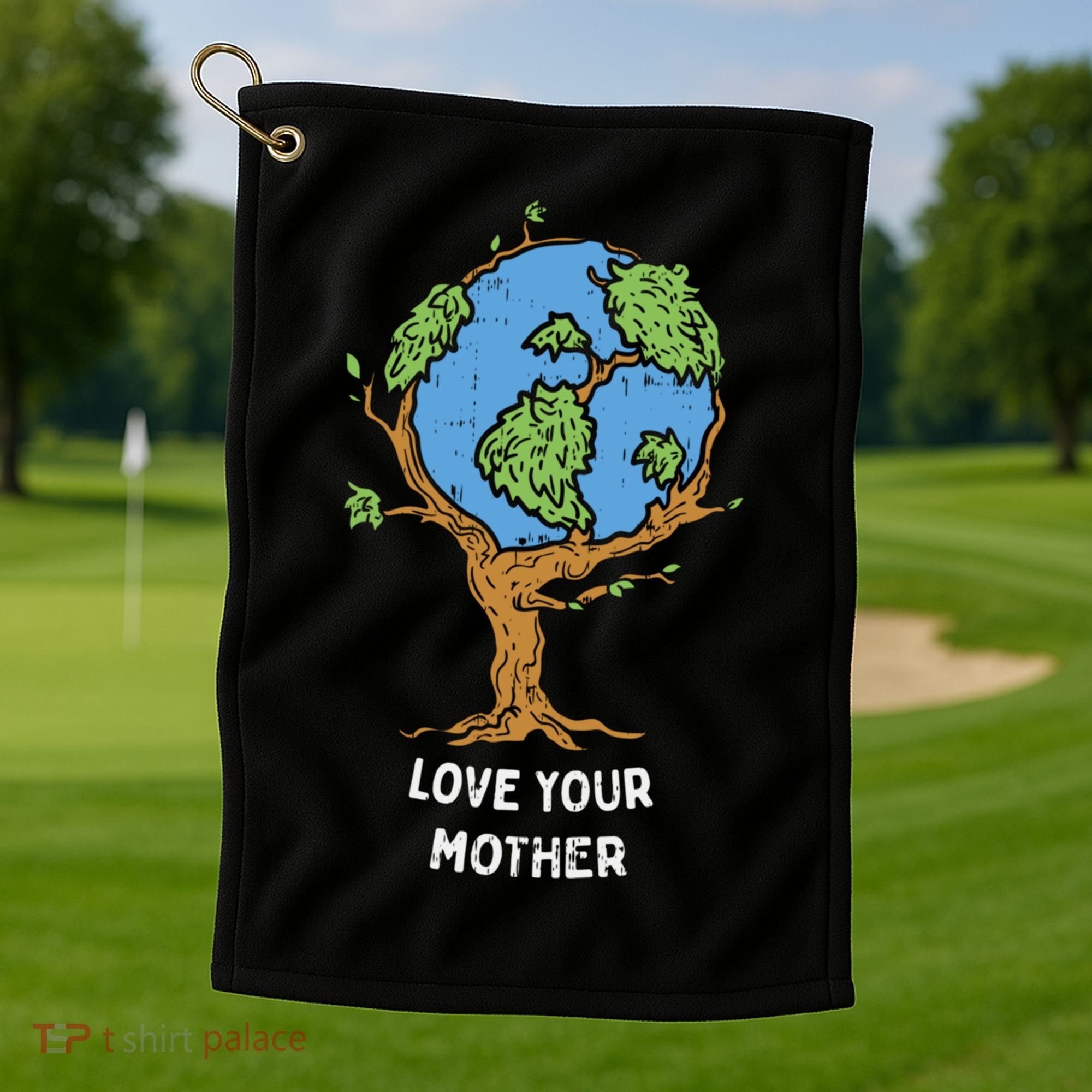 Love Your Mother Earth Day Gift Environt Eco World Tree Cool Gift Golf Towel