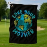Love Your Mother Earth Day Environmental Awareness Themed Golf Towel thumb 1
