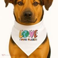 Love Your Planet Earth Day USA-Made Doggie Bandana thumb 1