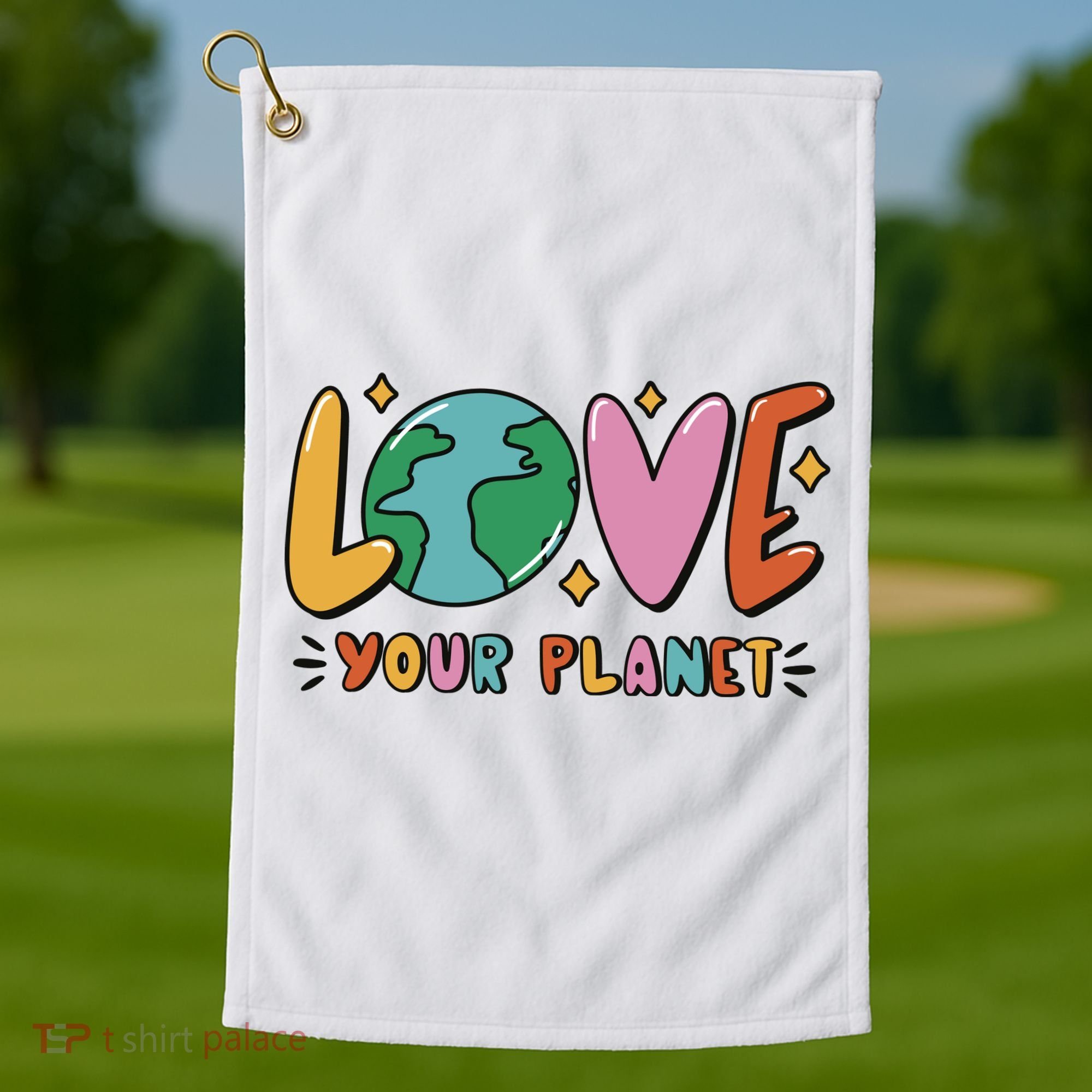 Love Your Planet Earth Day Golf Towel