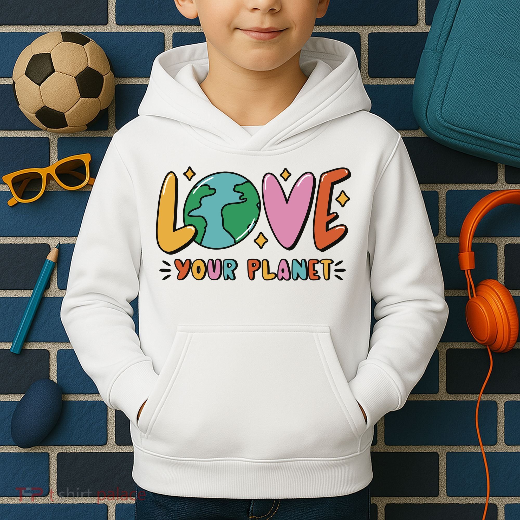 Love Your Planet Earth Day Kids Hoodie