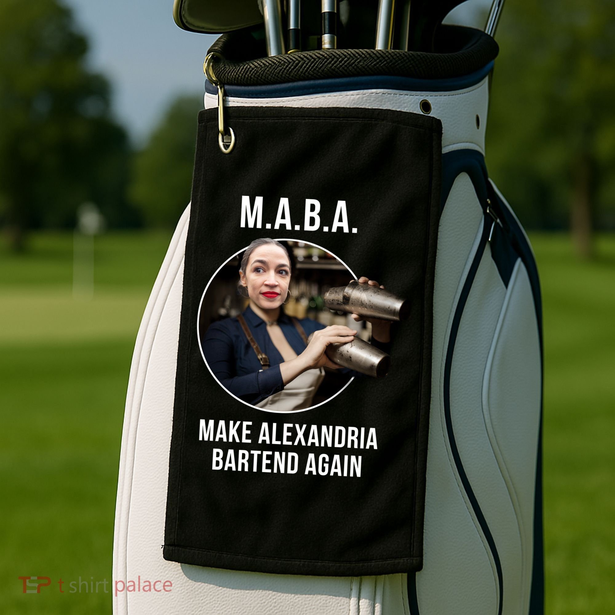 M.A.B.A. Alexandria Ocasio-Cortez Bartend Again Golf Towel