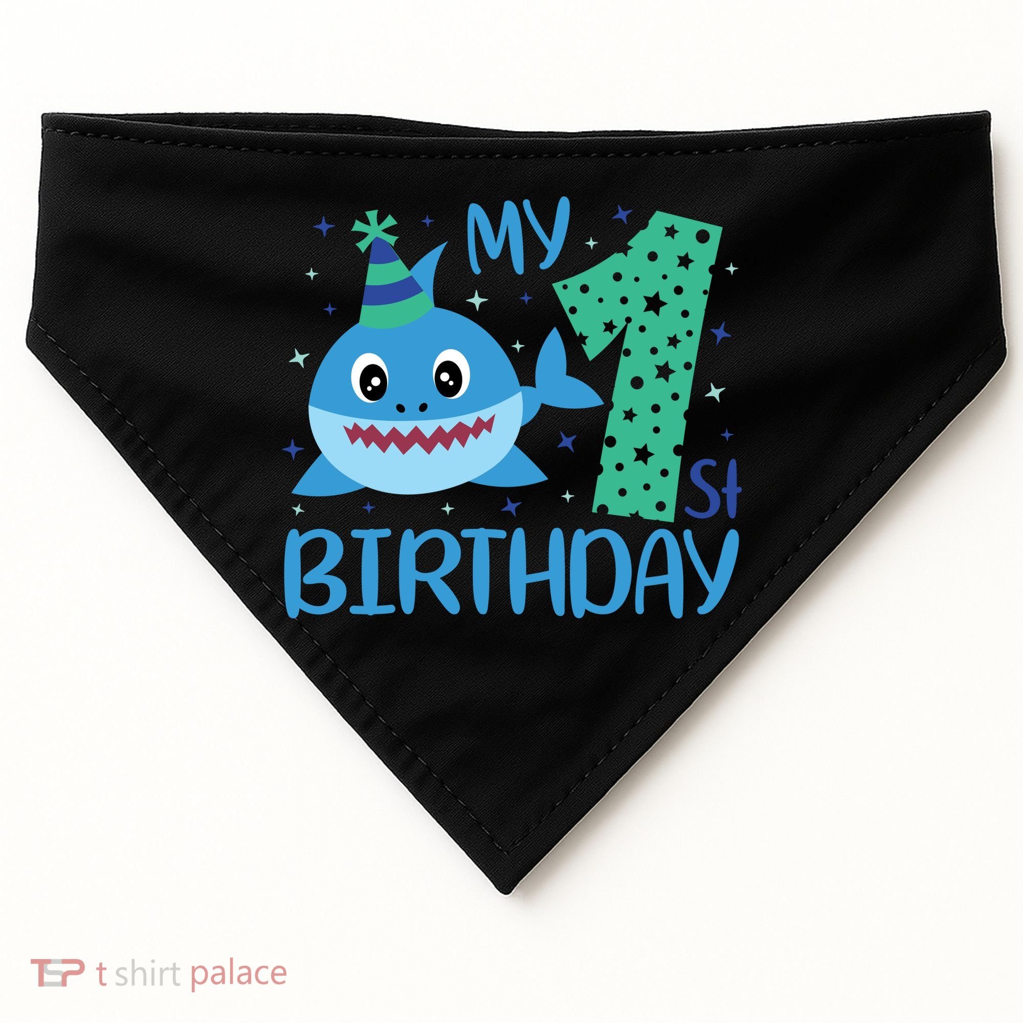 My 1st Birthday Sharks Gift For Birthday USA-Made Doggie Bandana