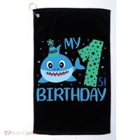 My 1st Birthday Sharks Gift For Birthday Golf Towel thumb 0