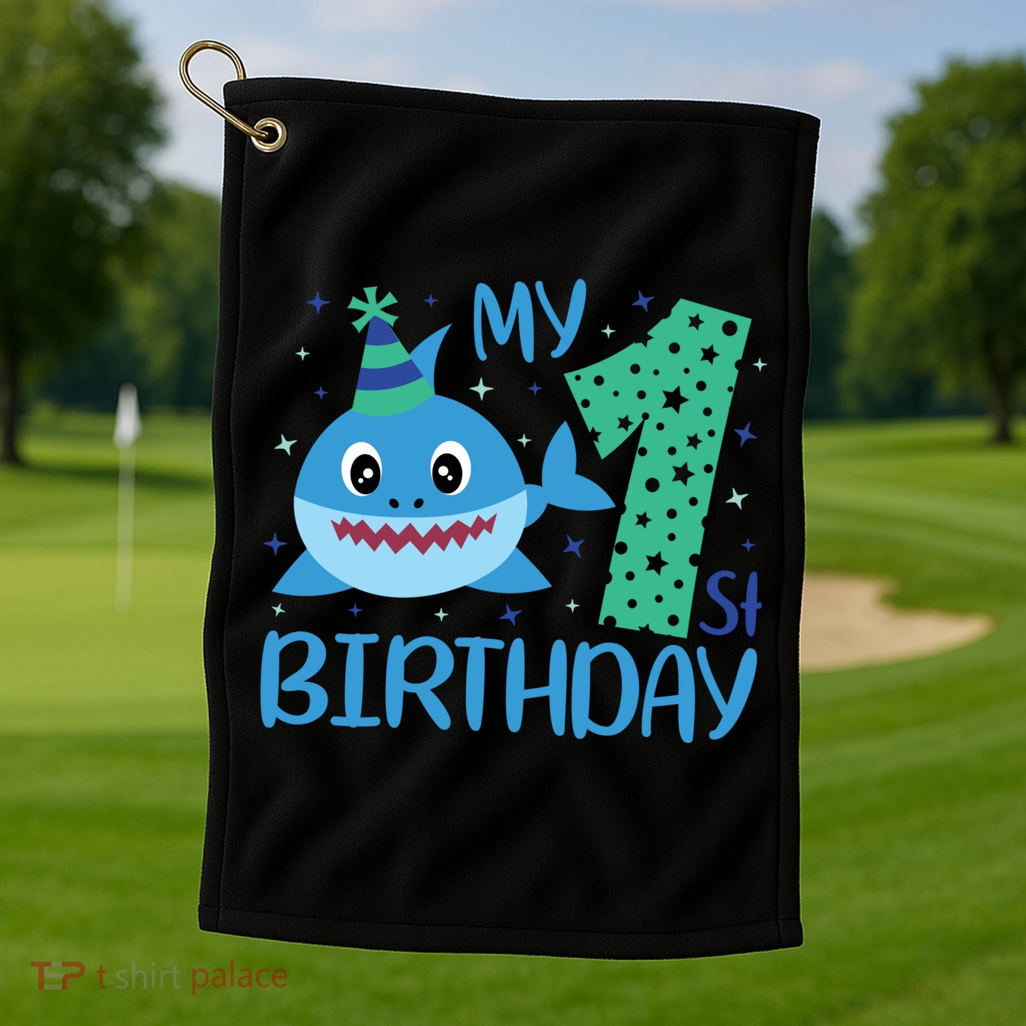 My 1st Birthday Sharks Gift For Birthday Golf Towel